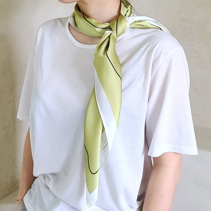 모자이크실크 사각 메종 포르테 스카프 그린 FREE