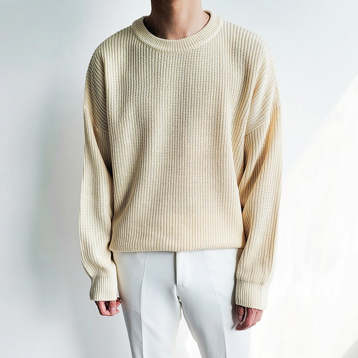 제이에이치스타일 남성용 오버핏 하찌 라운드 니트 JHROK454