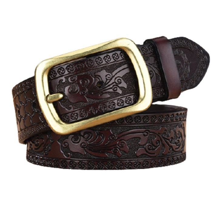 무늬 패턴 골드 버클 남성 벨트 GH74_RD_382