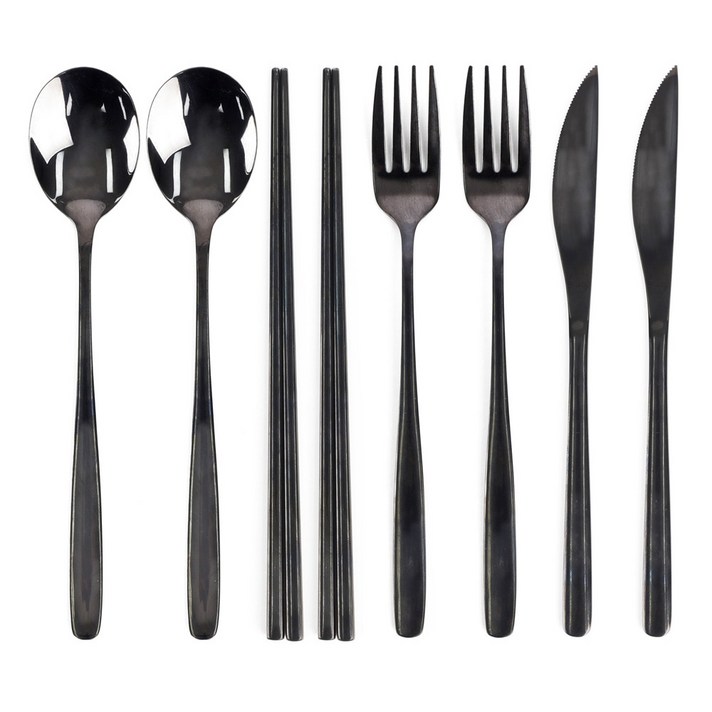 
                                                        홈앤비전 모던 커트러리 2인 세트, 블랙, 스푼 2p + 젓가락 2p + 포크 2p + 나이프 2p
                                                    