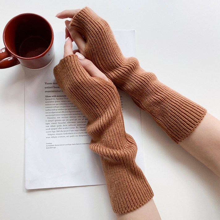 아모르데이 여성용 마테골지워머 니트 장갑 팔토시 베이직 레이어드 심플 핸드 워머