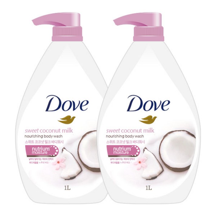 도브 스위트 코코넛 밀크 바디워시, 1L, 2개