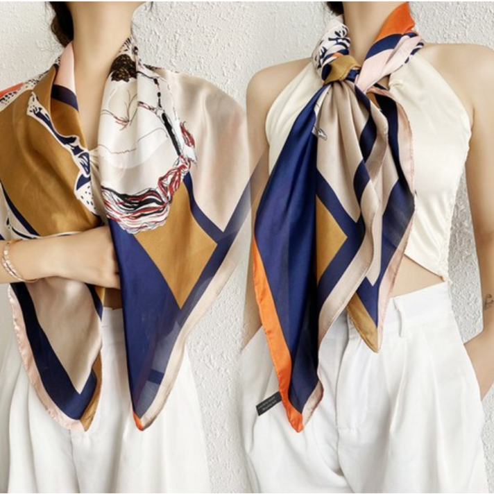 주디엘리 여성 세련 홀스 무늬 실크 빅 머플러 스카프 봄 가을 목도리
