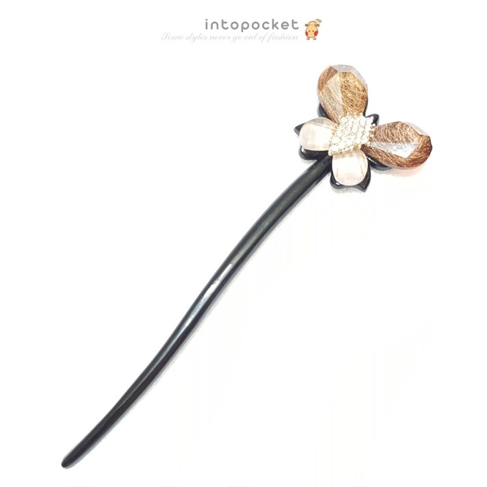 단아한 나비큐빅크리스탈 머리비녀 국내생산 헤어비녀 올림머리 머리꽂이 한복비녀 똥머리 인투포켓