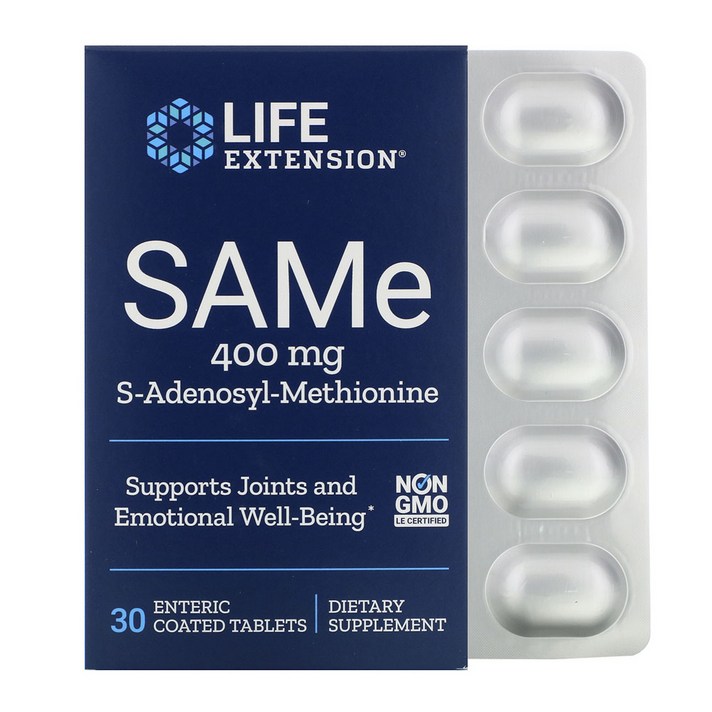 라이프익스텐션 SAMe 400mg S-아데노실-메티오닌 엔테릭 코티드 타블렛, 30개입, 1개