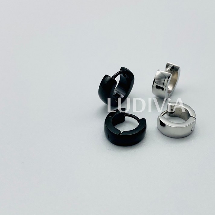 루디비아 미니 알러지없는 써지컬스틸 무알러지 티타늄 라운드 원터치 링 귀걸이