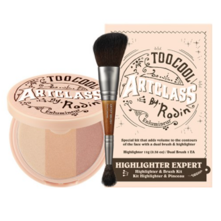 투쿨포스쿨 아트클래스 바이로댕 하이라이터 11g + 듀얼 컨투어 브러쉬, 혼합 색상, 1세트