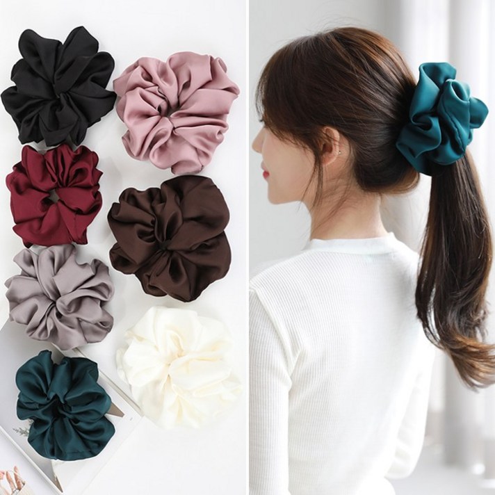 새틴 왕볼륨 곱창 머리끈 스크런치 곱창밴드 슈슈 예쁜 명품 스카프 똥머리 여자 헤어끈