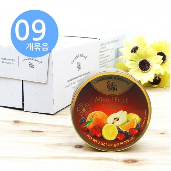 캐빈디쉬하비 캔디 혼합과일맛, 200g, 9개