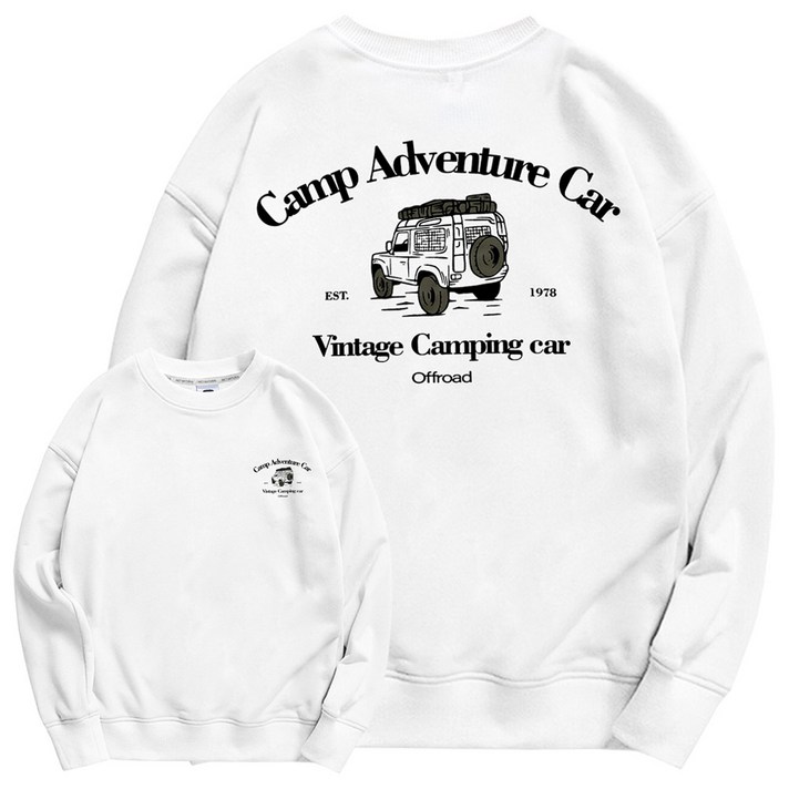 문컬렉션 쭈리 오버핏 맨투맨 남자 긴팔티 캠핑지프 남녀공용 빅사이즈 프린팅