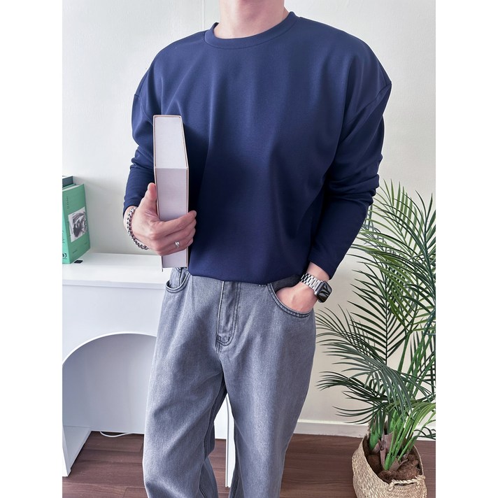 큰집샵 남녀공용 빅사이즈 데일리 기모 라운드 긴팔티셔츠 5XL