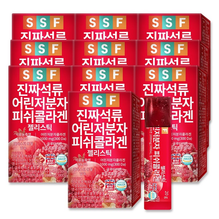 
                                                        순수식품 진짜 석류 저분자 콜라겐 젤리 스틱 10박스(150포) 300달톤 초저분자 피쉬, 300g, 10개
                                                    