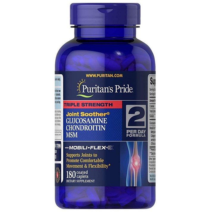  Puritan's Pride 글루코사민 콘드로이친 & MSM 180정, 180 Count (Pack of 1), 없음 