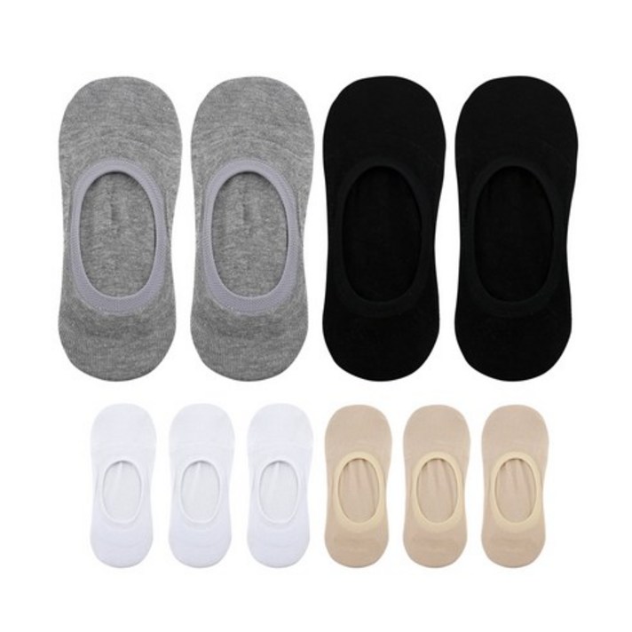 이지레그 여성용 강력 논슬립 페이크삭스 화이트 3켤레 + 베이지 3켤레 + 블랙 2켤레 + 그레이 2켤레