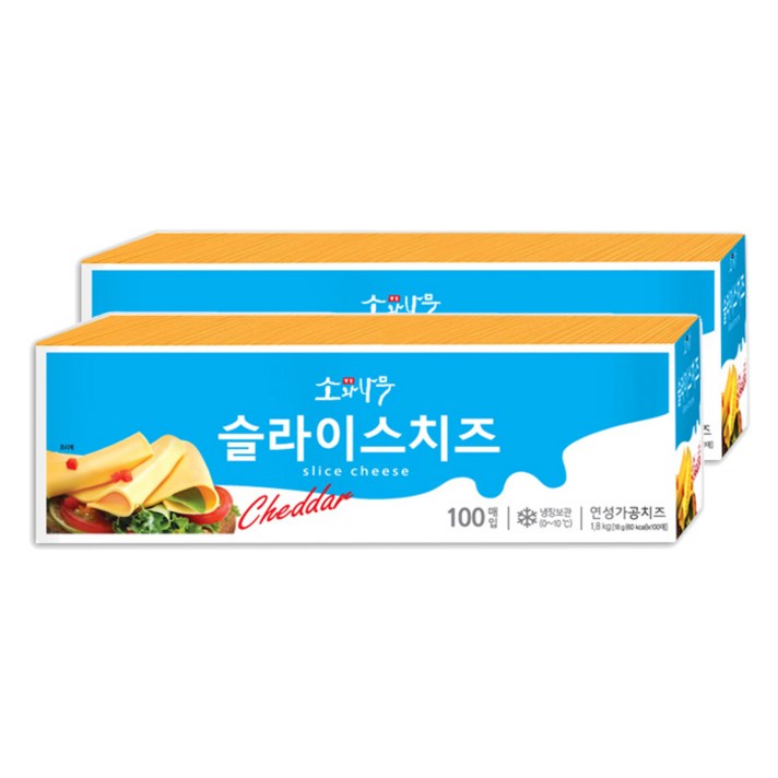 동원 [무료배송]X2개 동원 소와나무 체다슬라이스 1.8Kg (100장X2), 2개