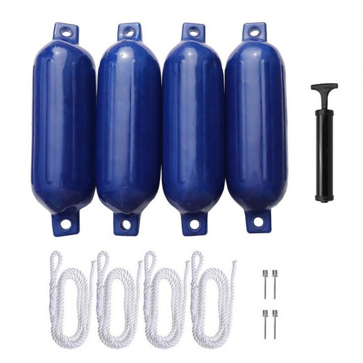 4 보트 팩 풍선 해양 해양 도킹 요트 낚시 해병용 계류 부표, 파란색, PVC