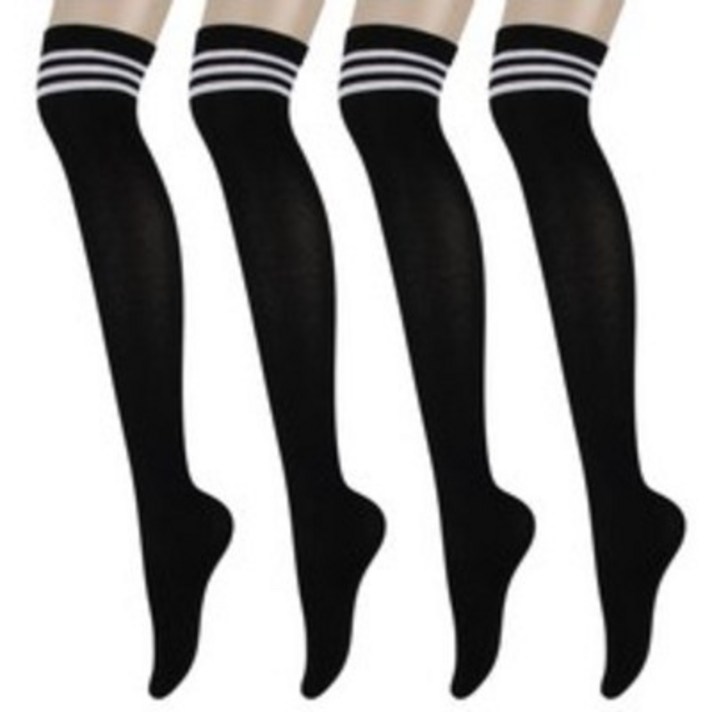 코지라벨 여성용 라인 포인트 하이 니삭스 4p 세트