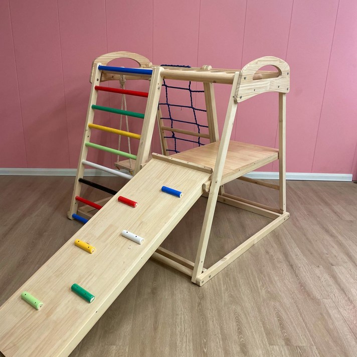 원목 정글짐 가정용 실내놀이터 다기능 놀이터 그네 미끄럼틀 HT1, F