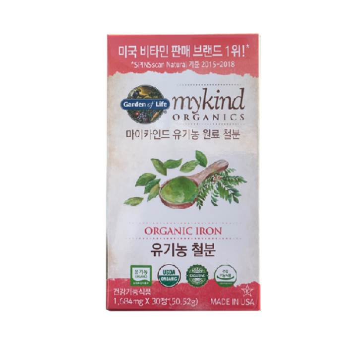마이카인드 유기농 철분, 30정, 1개