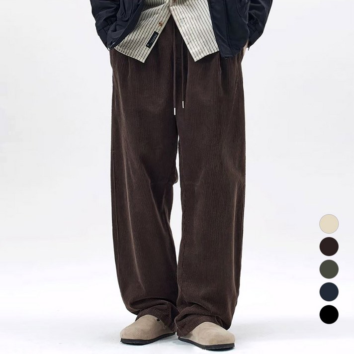 남자 기모 코듀로이 와이드 밴딩 골덴 겨울 바지