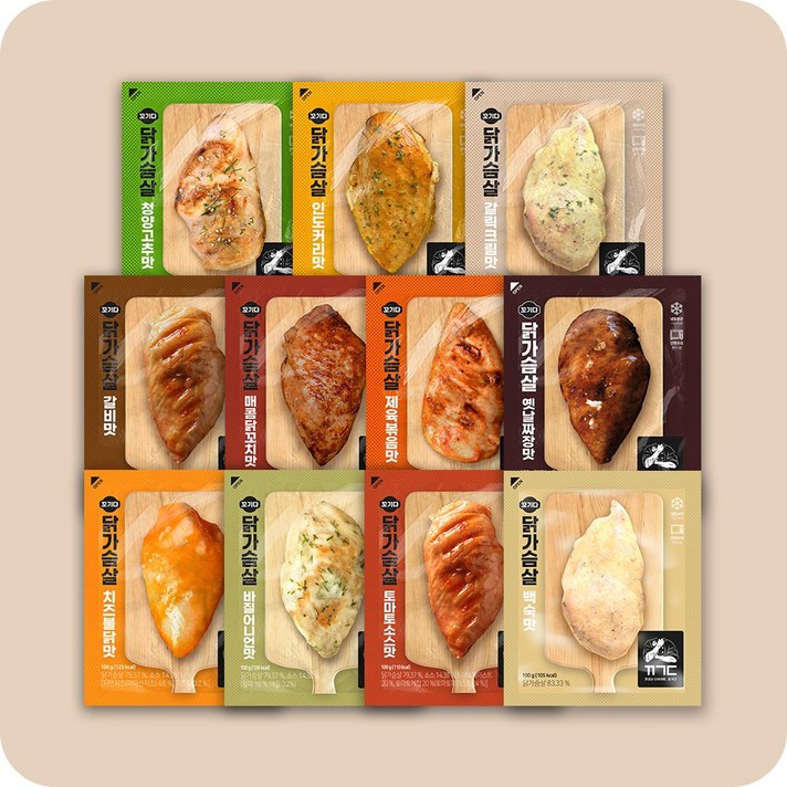  고기남자 직접 만든 소스 닭가슴살 꼬기다 100g, 10개, 갈비맛 