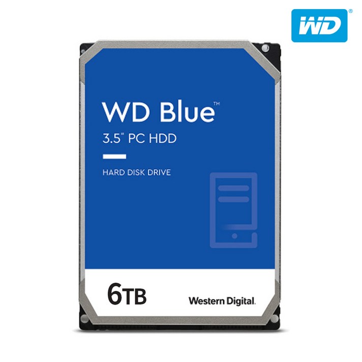 [공식판매점] WD BLUE HDD 3.5 하드디스크 6TB CMR (WD60EZAX), 단품