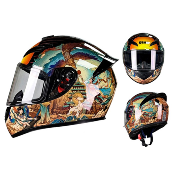 QIKE 바이크 풀페이스 오토바이 헬멧, BC39템플페인트