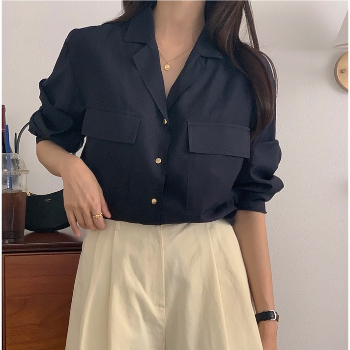  춘게엘 (S~XL) 캐주얼 더블 포켓 블라우스 셔츠 nsm005 
