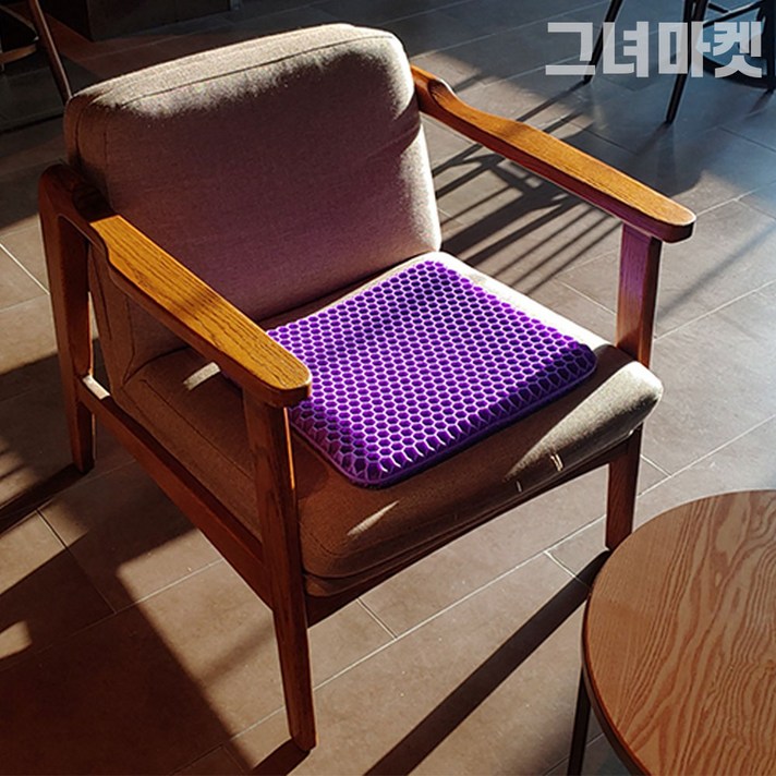 그녀마켓 두꺼운 방석 쿠션 에어셀 자동차 식탁 의자 사무실 수험생 학생 사각 명상 기도방석 절방석 로얄퍼플 공시생 기능성 차량 쿨링 실리콘, 1개 세트 (방석+사계절 라이트그레이커버)