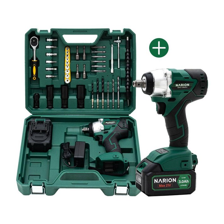 나리온 21V 충전 임팩 드릴 렌치 드라이버, 1세트