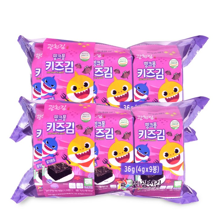 [자연나라] 핑크퐁 유기농 도시락 어린이김 4g 18봉