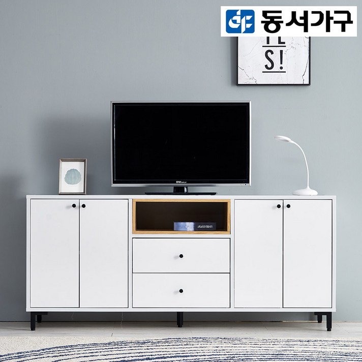 동서가구 아론 1600 높은 거실장 DF915136, 거실장색상_네이비[무광] 공간박스색상_레드