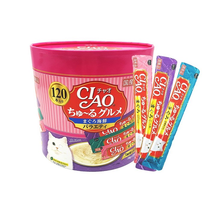  이나바 챠오 츄르 고양이 간식 120p, 참치 해산물 버라이어티, 1세트 