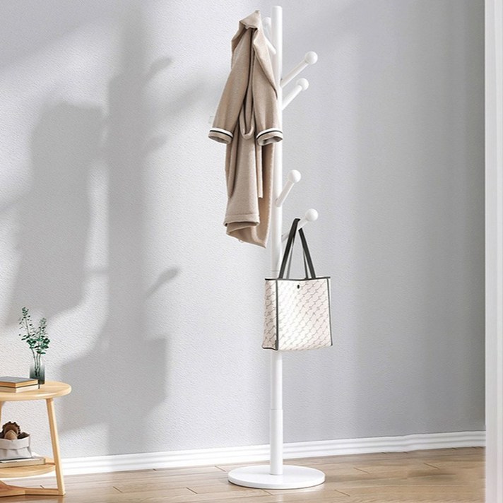 자시민 홈 트리 라운드 행거 우드 스탠드 옷걸이, 화이트 