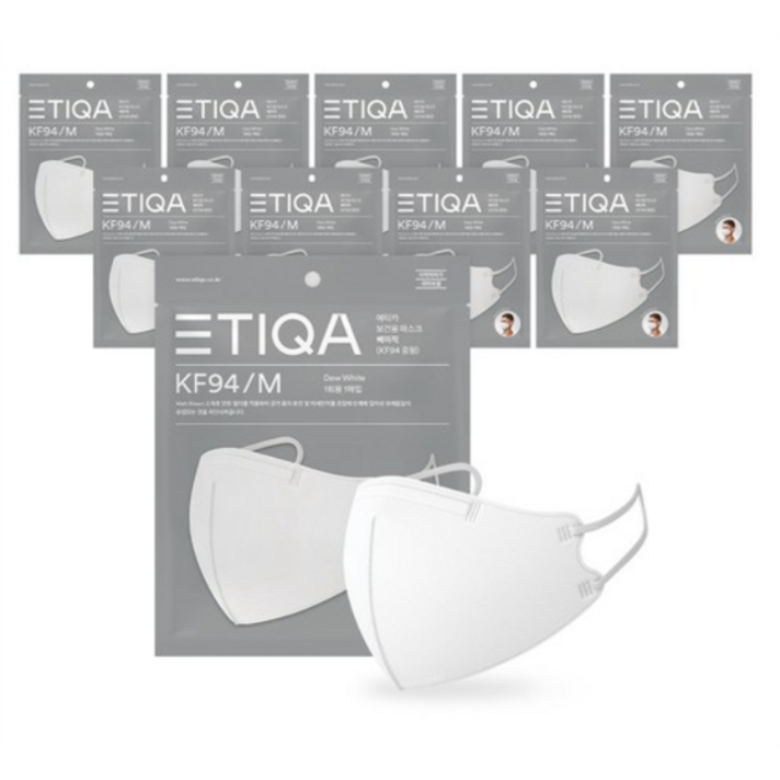 에티카 보건용 마스크 베이직 성인용 KF94 백색 중형, 1개입, 30개