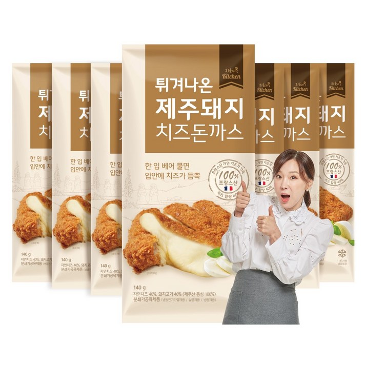 이지혜 튀겨나온 수제 치즈 롤 돈까스, 7팩, 140g