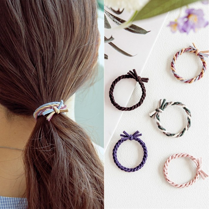 디에프 컬러 꼬임 머리끈 40개 세트