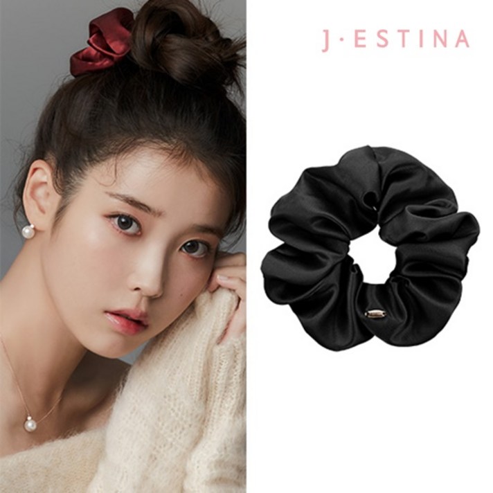 [제이에스티나] LALA J 새틴 스크런치 헤어 슈슈 (루나 블랙) (JALJHS0BF624FA000)