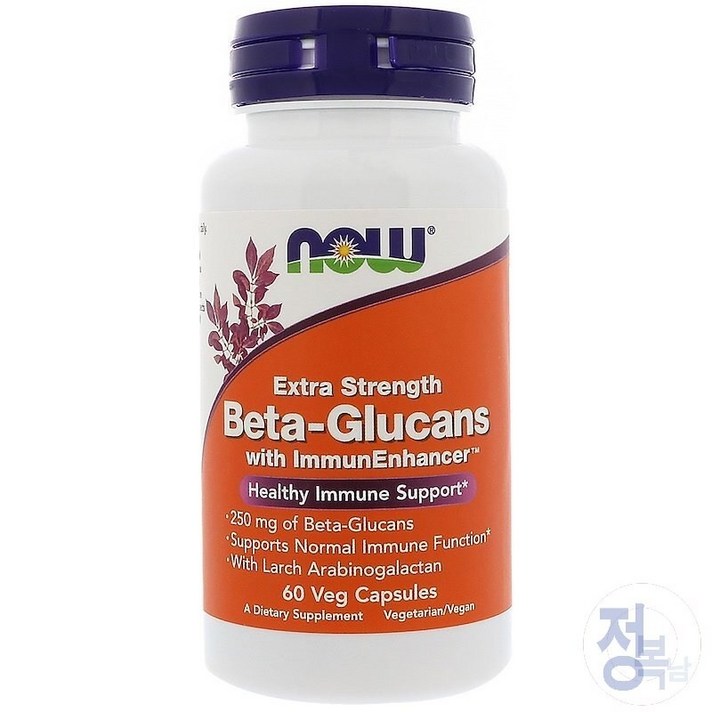 나우푸드 Now Foods Beta-Glucans with ImmunEnhancer 면역 증강제 베타 글루칸 250 mg 60개입, 2개묶음(5%할인), 1개