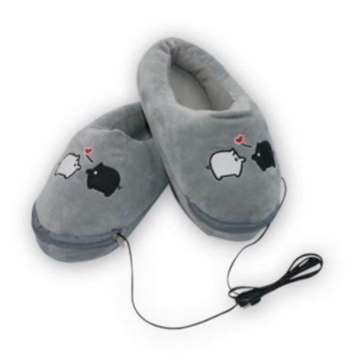 큐지오 USB 온열슬리퍼 210~235mm, QGO-9988, 그레이