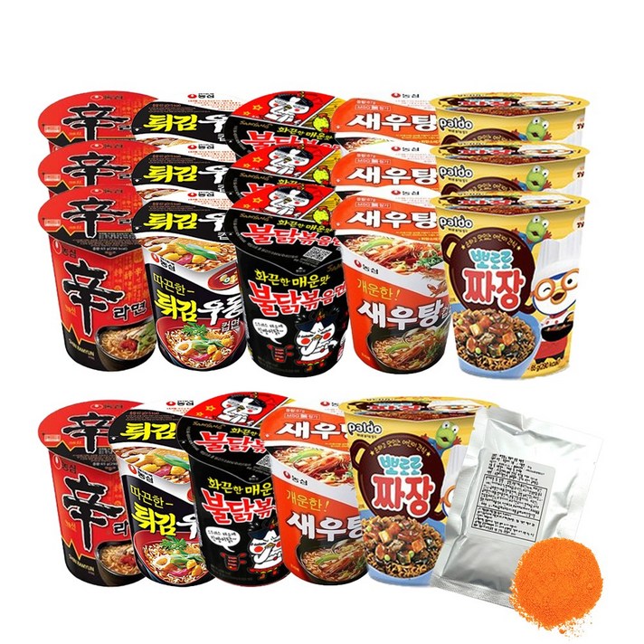 소컵 신라면4입+새우탕4입+오짬4입+튀김우동4입+짜파범벅4입+떡볶이소스50g, 1세트