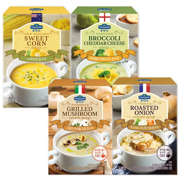 폰타나 수프 4종 각1박스 (1종류당3개입X총12개입), 단품