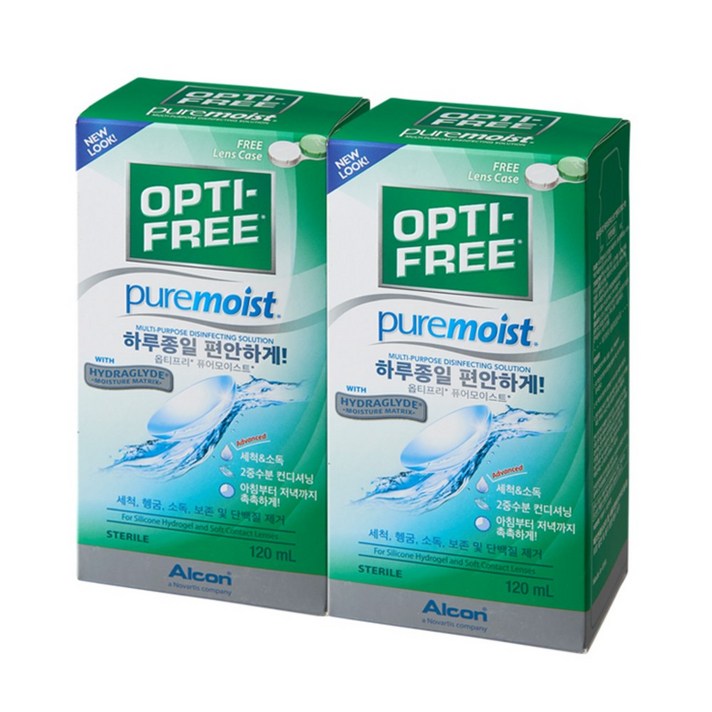 옵티프리 퓨어 모이스트 렌즈 세정액, 120ml, 2개