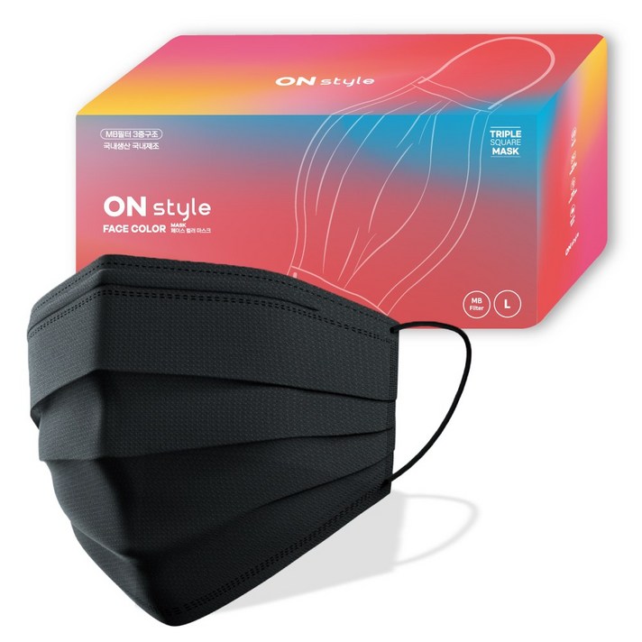 더착한 비말차단 마스크 (KF-AD) 온스타일 데일리마스크, 일반형 온스타일 1BOX 50매 (블랙)