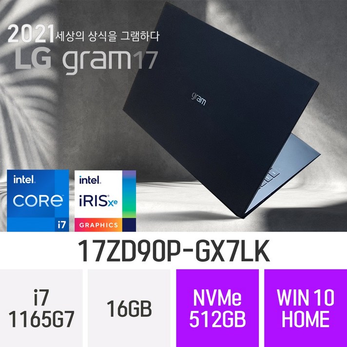 LG 2021 그램17 17ZD90P-GX7LK [한컴 오피스 증정], 512GB, 윈도우 포함, 16GB