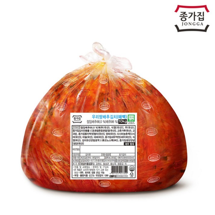 [종가집]우리땅배추김치(태백)10kg(비닐포장), 10kg, 1개