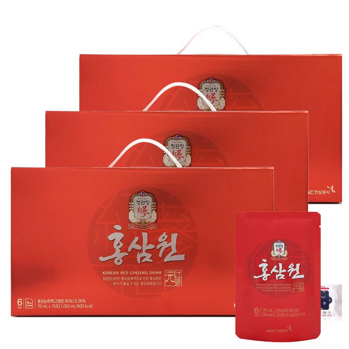 정관장 홍삼원 (70ml x15포) 손잡이 선물용 3박스 + 블루존물티슈, 1세트