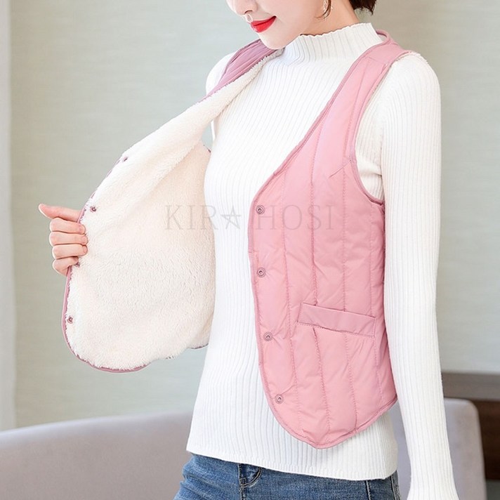 kirahosi 여성 얇고 가벼운 패딩 조끼 베스트 슬림 38호+덧신증정 BIbminv8