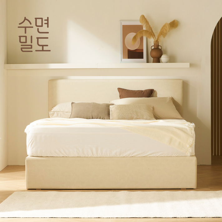  [수면밀도] 허리 디스크 환자가 만든 침대 프레임 S/SS/Q/K, 아이보리, [업그레이드] 헤드 