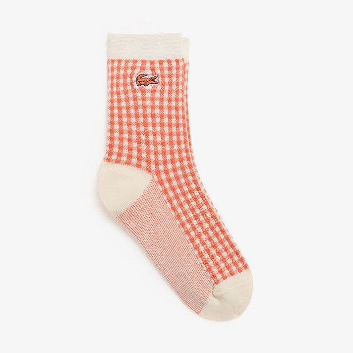 [라코스테] 여성 체크 중기장 캐주얼 양말 RA190E-51N Z0W